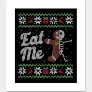 Ugly Christmas Sweater Gingerbread Skeleton Eat Me Posters and Art